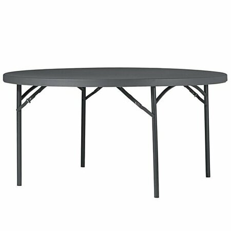 ZOWN 60535SGY1E 60'' Gray Commercial Blow Molded Round Resin Folding Table 31260535SGY1